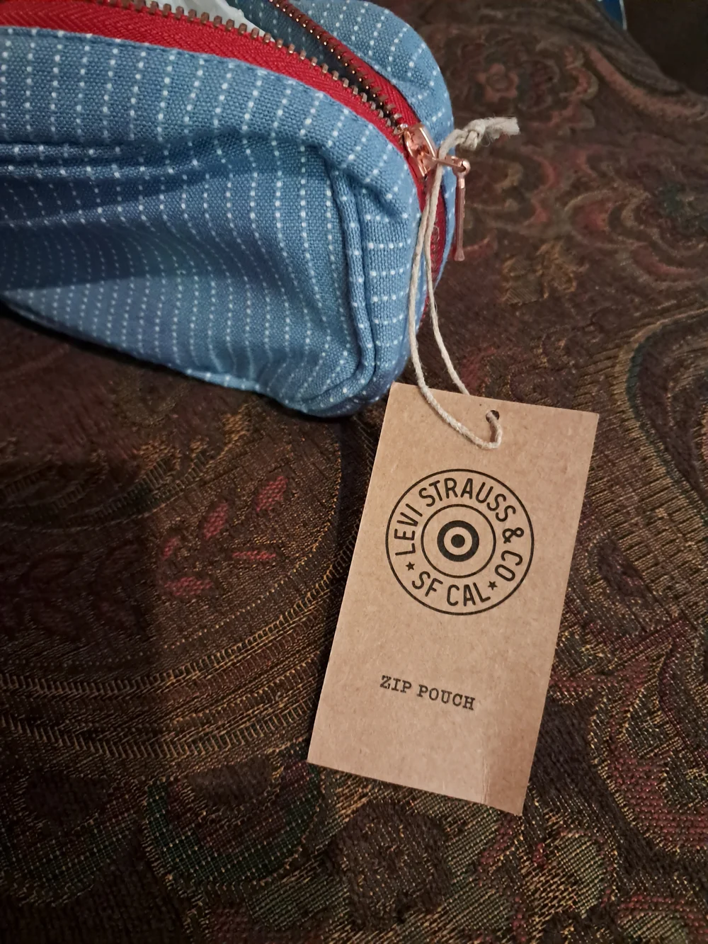 Levi's Strauss & Co. Blue and Red Striped Zip Pouch